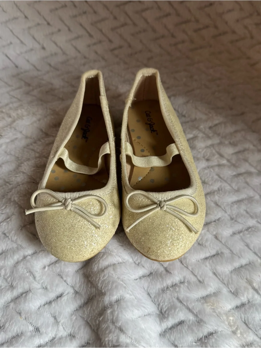 Cat & Jack Girls Glitter Ballet Flats in Gold